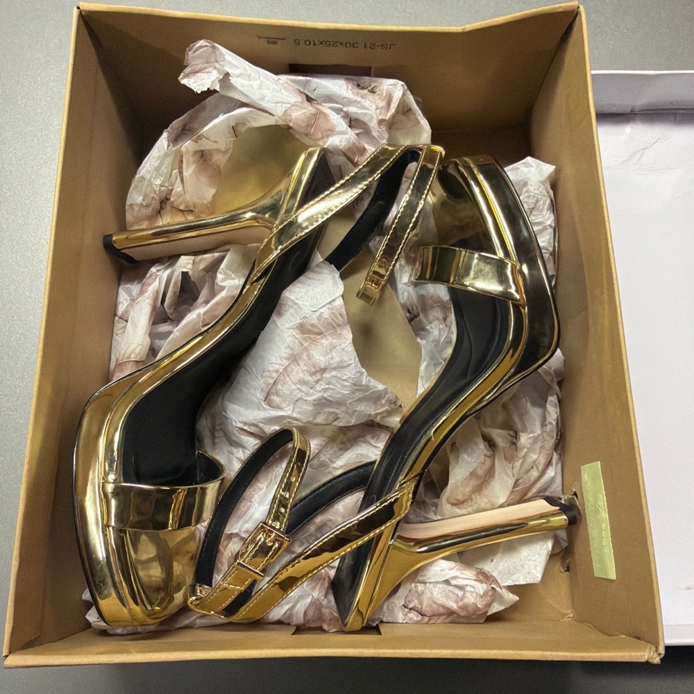 Jessica Simpson Adonia Gold Mirror Metallic Blade Heel Platform Sandals ADONIA - Picture 3 of 8